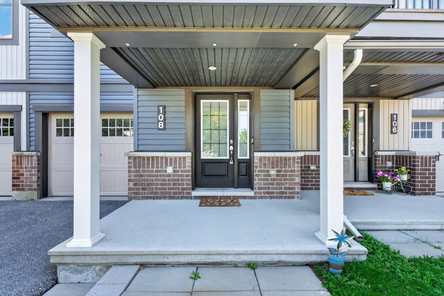 Covered front porch at 108